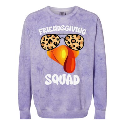 Friendsgiving Squad Happy Thanksgiving Turkey Face Thankful Colorblast Crewneck Sweatshirt