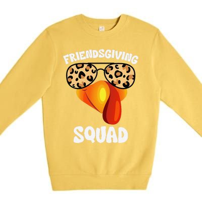 Friendsgiving Squad Happy Thanksgiving Turkey Face Thankful Premium Crewneck Sweatshirt