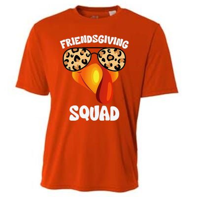 Friendsgiving Squad Happy Thanksgiving Turkey Face Thankful Cooling Performance Crew T-Shirt