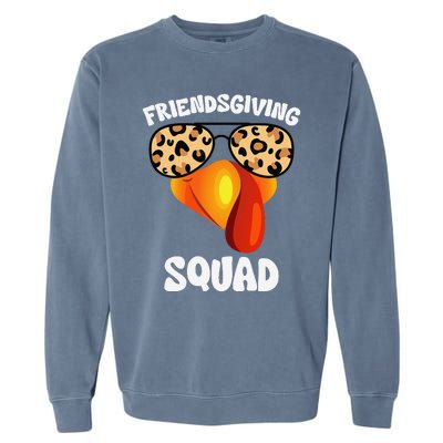 Friendsgiving Squad Happy Thanksgiving Turkey Face Thankful Garment-Dyed Sweatshirt