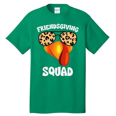 Friendsgiving Squad Happy Thanksgiving Turkey Face Thankful Tall T-Shirt