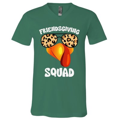 Friendsgiving Squad Happy Thanksgiving Turkey Face Thankful V-Neck T-Shirt