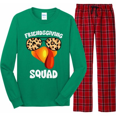 Friendsgiving Squad Happy Thanksgiving Turkey Face Thankful Long Sleeve Pajama Set