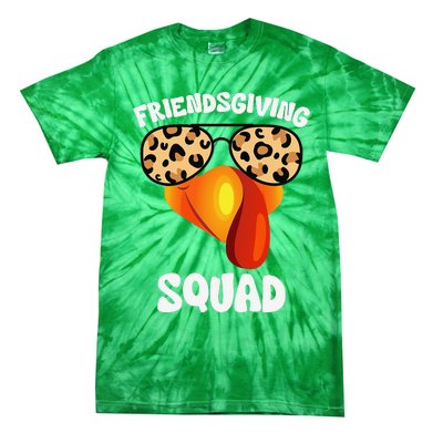 Friendsgiving Squad Happy Thanksgiving Turkey Face Thankful Tie-Dye T-Shirt