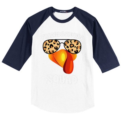 Friendsgiving Squad Happy Thanksgiving Turkey Face Thankful Baseball Sleeve Shirt