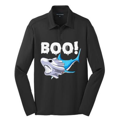 Funny Shark Halloween Boo Spooky Ghost Costume Silk Touch Performance Long Sleeve Polo