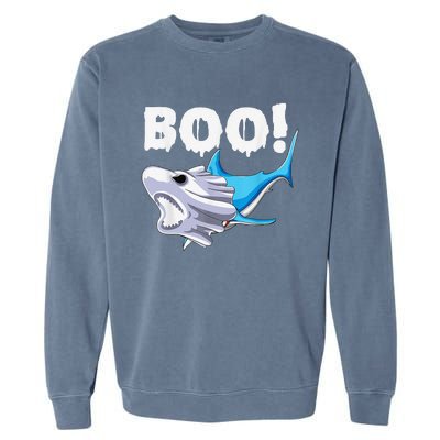 Funny Shark Halloween Boo Spooky Ghost Costume Garment-Dyed Sweatshirt