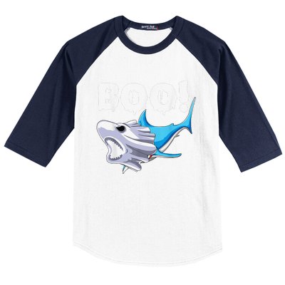 Funny Shark Halloween Boo Spooky Ghost Costume Baseball Sleeve Shirt