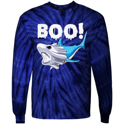 Funny Shark Halloween Boo Spooky Ghost Costume Tie-Dye Long Sleeve Shirt