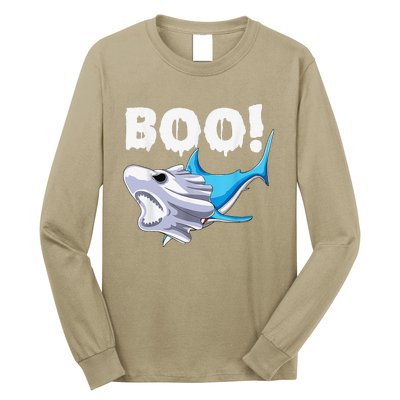 Funny Shark Halloween Boo Spooky Ghost Costume Long Sleeve Shirt