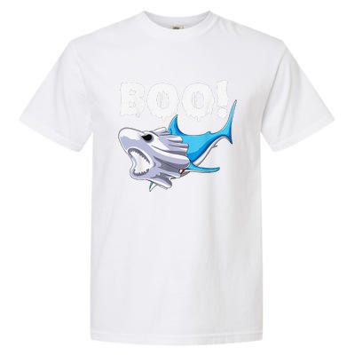 Funny Shark Halloween Boo Spooky Ghost Costume Garment-Dyed Heavyweight T-Shirt