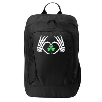 Funny Skeleton Hand Heart St Patricks Day Cool Skeleton Hand Gift City Backpack