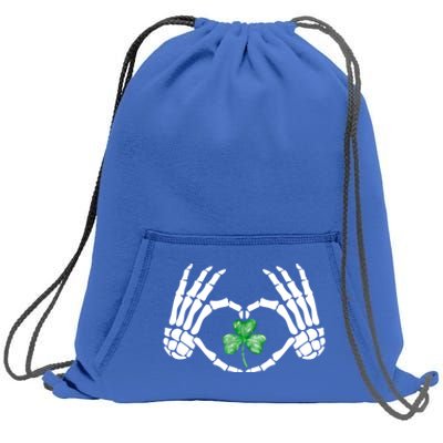 Funny Skeleton Hand Heart St Patricks Day Cool Skeleton Hand Gift Sweatshirt Cinch Pack Bag