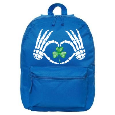 Funny Skeleton Hand Heart St Patricks Day Cool Skeleton Hand Gift 16 in Basic Backpack