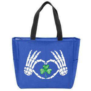 Funny Skeleton Hand Heart St Patricks Day Cool Skeleton Hand Gift Zip Tote Bag