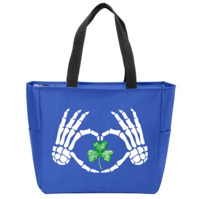 Funny Skeleton Hand Heart St Patricks Day Cool Skeleton Hand Gift Zip Tote Bag