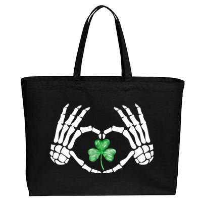 Funny Skeleton Hand Heart St Patricks Day Cool Skeleton Hand Gift Cotton Canvas Jumbo Tote