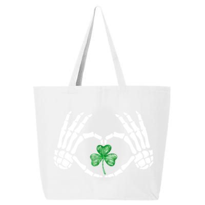 Funny Skeleton Hand Heart St Patricks Day Cool Skeleton Hand Gift 25L Jumbo Tote