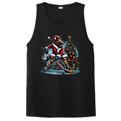 Funny Santa Horse Playing Hockey Christmas Gift PosiCharge Competitor Tank