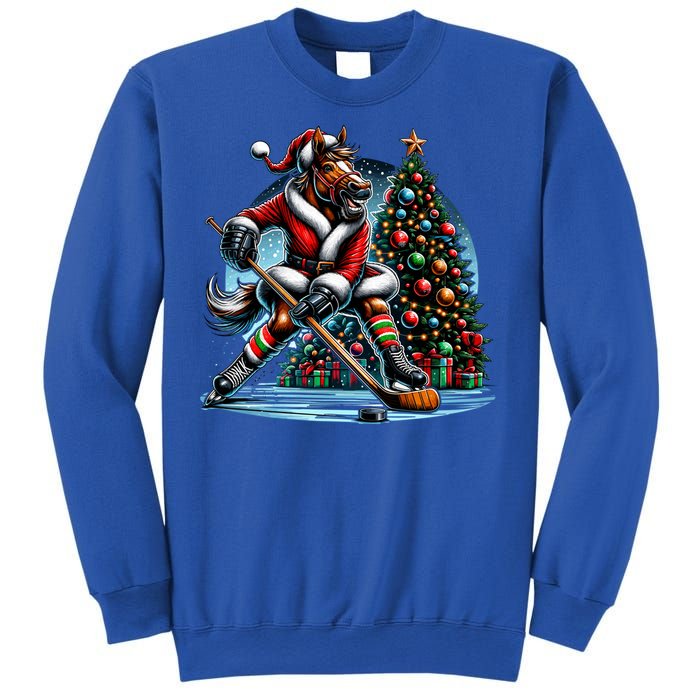 Funny Santa Horse Playing Hockey Christmas Gift Sweatshirt