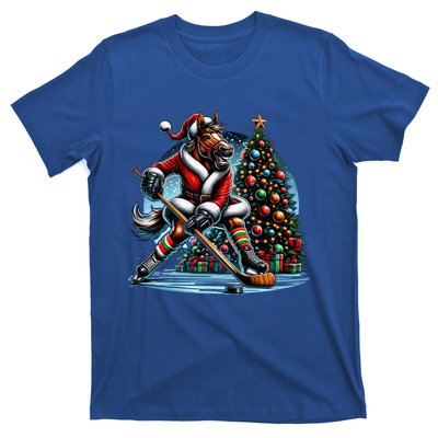 Funny Santa Horse Playing Hockey Christmas Gift T-Shirt