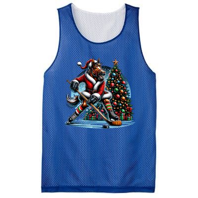 Funny Santa Horse Playing Hockey Christmas Gift Mesh Reversible Basketball Jersey Tank