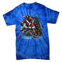 Funny Santa Horse Playing Hockey Christmas Gift Tie-Dye T-Shirt