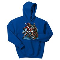 Funny Santa Horse Playing Hockey Christmas Gift Kids Hoodie