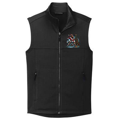 Funny Santa Horse Playing Hockey Christmas Gift Collective Smooth Fleece Vest