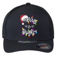 Funny Santa Hat Merry And Bright Christmas Lights Gift Flexfit Unipanel Trucker Cap