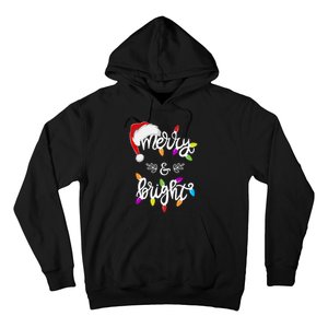 Funny Santa Hat Merry And Bright Christmas Lights Gift Hoodie