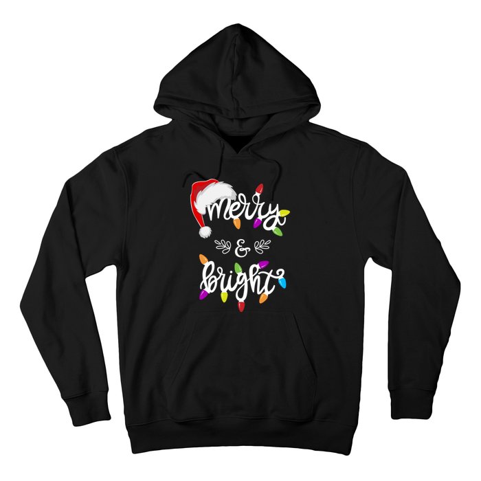 Funny Santa Hat Merry And Bright Christmas Lights Gift Hoodie