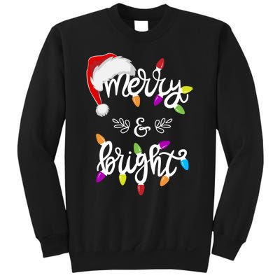 Funny Santa Hat Merry And Bright Christmas Lights Gift Sweatshirt