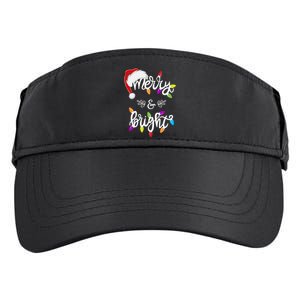 Funny Santa Hat Merry And Bright Christmas Lights Gift Adult Drive Performance Visor