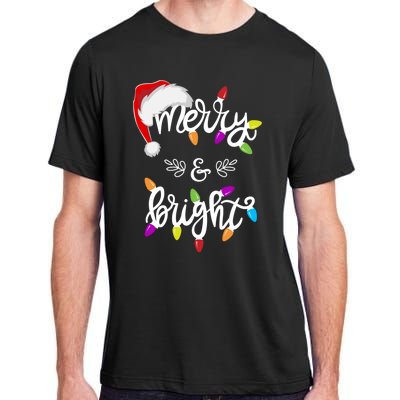 Funny Santa Hat Merry And Bright Christmas Lights Gift Adult ChromaSoft Performance T-Shirt