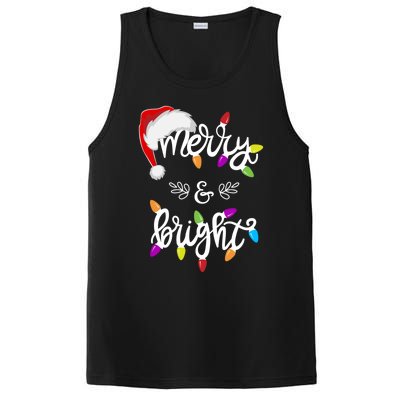 Funny Santa Hat Merry And Bright Christmas Lights Gift PosiCharge Competitor Tank