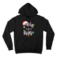 Funny Santa Hat Merry And Bright Christmas Lights Gift Tall Hoodie