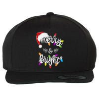 Funny Santa Hat Merry And Bright Christmas Lights Gift Wool Snapback Cap