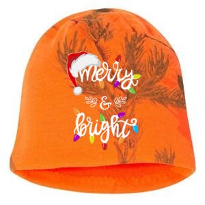 Funny Santa Hat Merry And Bright Christmas Lights Gift Kati - Camo Knit Beanie