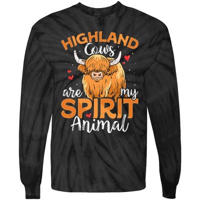 Funny Scottish Highland Cow Cows Lover Tie-Dye Long Sleeve Shirt