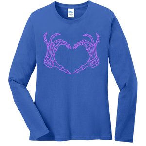 Funny Skeleton Heart Hands Bones Love Costume Halloween Cute Gift Ladies Long Sleeve Shirt