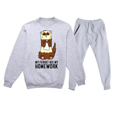 Ferret School Homework My Ferret Ate My Homework Premium Crewneck Sweatsuit Set