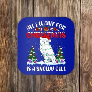 Funny Santa Hat All I Want For Christmas Is A Snowy Owl Gift Coaster