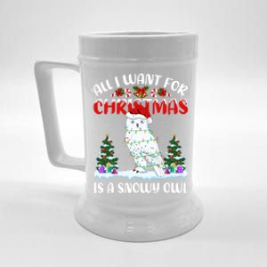 Funny Santa Hat All I Want For Christmas Is A Snowy Owl Gift Beer Stein