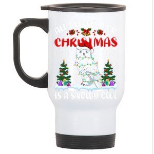 Funny Santa Hat All I Want For Christmas Is A Snowy Owl Gift Stainless Steel Travel Mug