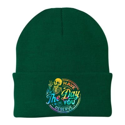 Funny Sarcastic Have The Day You Deserve Motivational Quote Knit Cap Winter Beanie