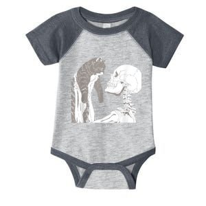 Funny Skeleton Holding A Cat Shirt Lazy Halloween Costume Skull Infant Baby Jersey Bodysuit