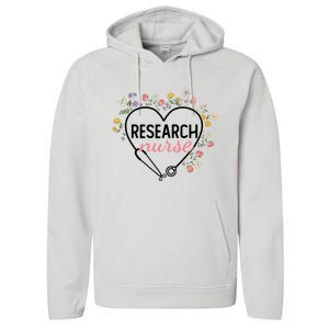 Floral Stethoscope Heart Nursing Research Nurse Gift Performance Fleece Hoodie