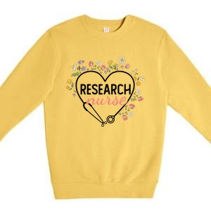 Floral Stethoscope Heart Nursing Research Nurse Gift Premium Crewneck Sweatshirt