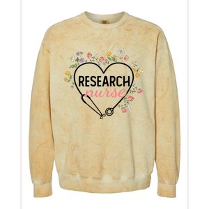 Floral Stethoscope Heart Nursing Research Nurse Gift Colorblast Crewneck Sweatshirt